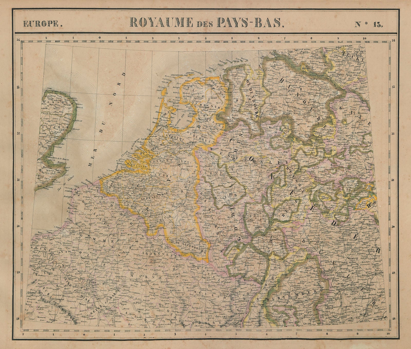 Europe. Royaume des Pays-Bas #13 NW Europe Benelux Germany VANDERMAELEN 1827 map